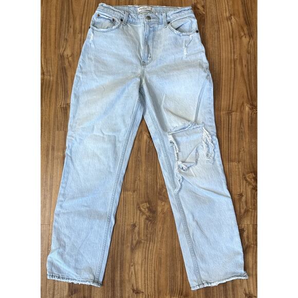 Abercrombie & Fitch Women’s ‘90’s Straight Ultra‎ High Rise Jeans Size 28 / 6S - Picture 1 of 7